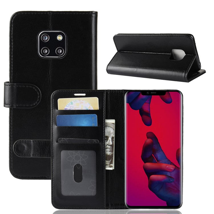 Crazy Horse Wallet Stand Leather Case for Huawei Mate 20 Pro - Black