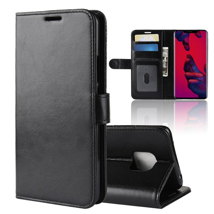 Crazy Horse Wallet Stand Leather Case for Huawei Mate 20 Pro - Black