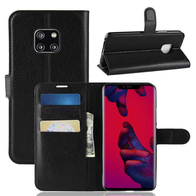 Litchi Texture Wallet Protective Leather Case for Huawei Mate 20 Pro - Black