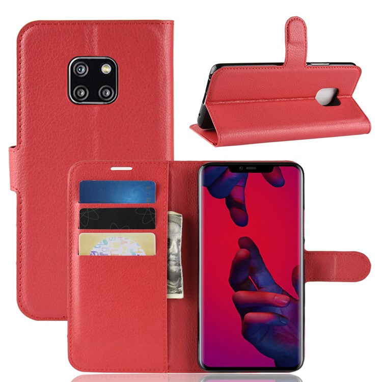 Litchi Texture Wallet Leather Protection Shell for Huawei Mate 20 Pro - Red