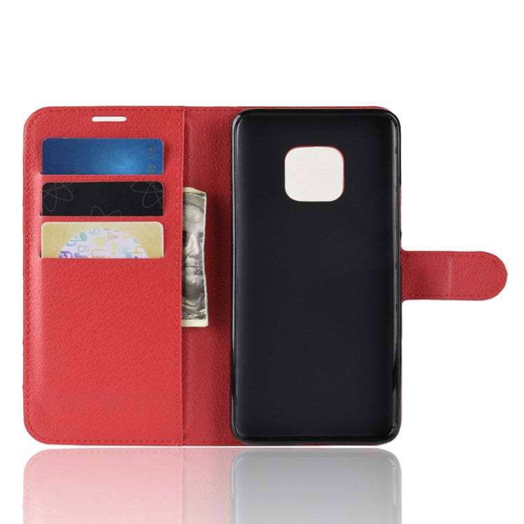 Litchi Texture Wallet Leather Protection Shell for Huawei Mate 20 Pro - Red