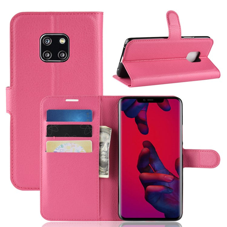 Litchi Texture Wallet Stand Leather Phone Case for Huawei Mate 20 Pro - Rose