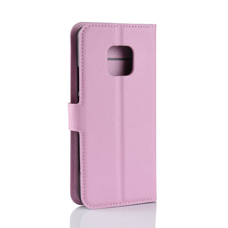 Litchi Texture Flip Leather Phone Cover with [Wallet Stand] for Huawei Mate 20 Pro - Pink