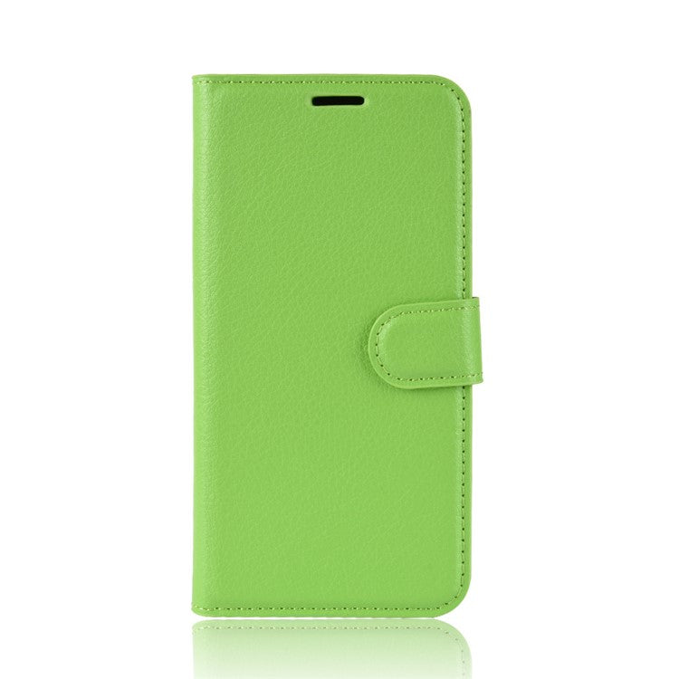 Litchi Texture Wallet Stand Leather Mobile Casing for Huawei Mate 20 Pro - Green