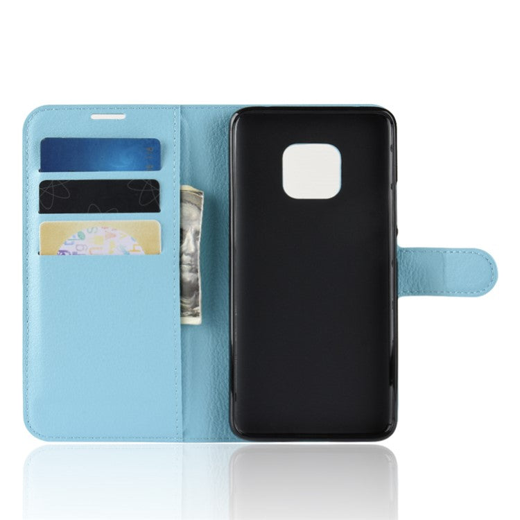 Litchi Texture Wallet Leather Magnetic Cell Phone Case for Huawei Mate 20 Pro - Blue