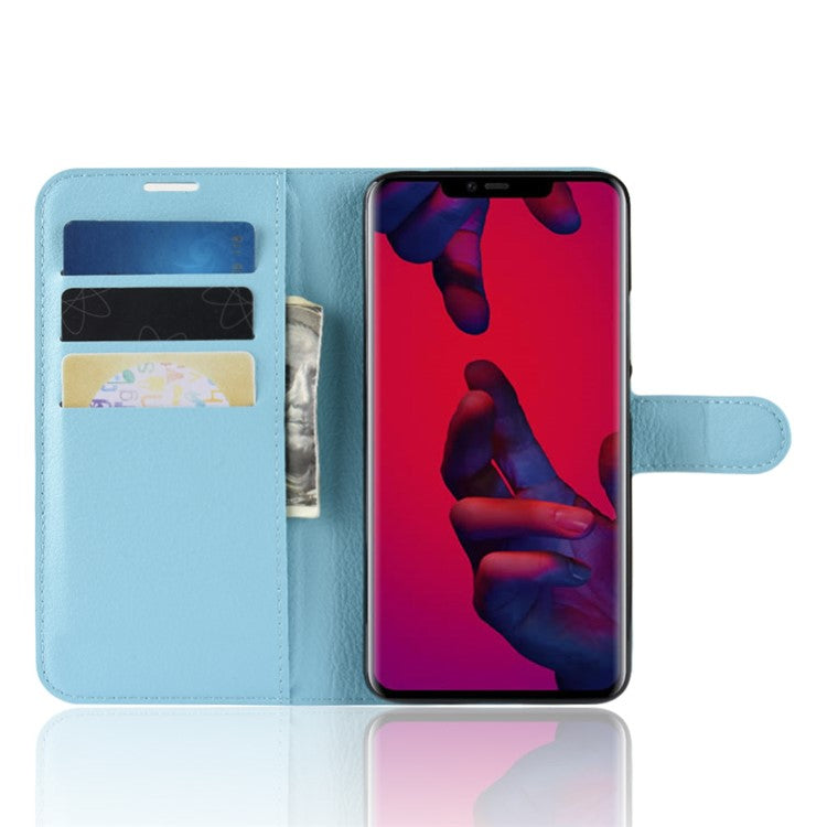 Litchi Texture Wallet Leather Magnetic Cell Phone Case for Huawei Mate 20 Pro - Blue