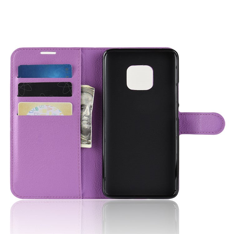 Litchi Texture Wallet Leather Case with Stand for Huawei Mate 20 Pro - Purple