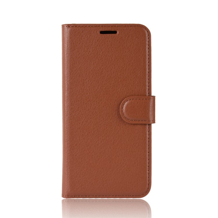 Litchi Texture Wallet Leather Cover Protector for Huawei Mate 20 Pro - Brown