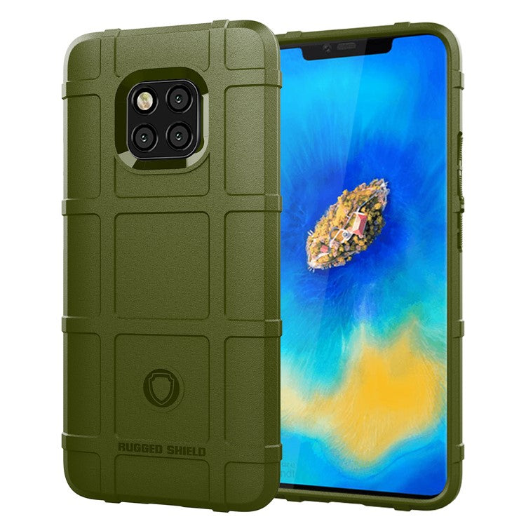 Anti-shock  Square Grid Texture TPU Protection Phone Casing for Huawei Mate 20 Pro - Army Green