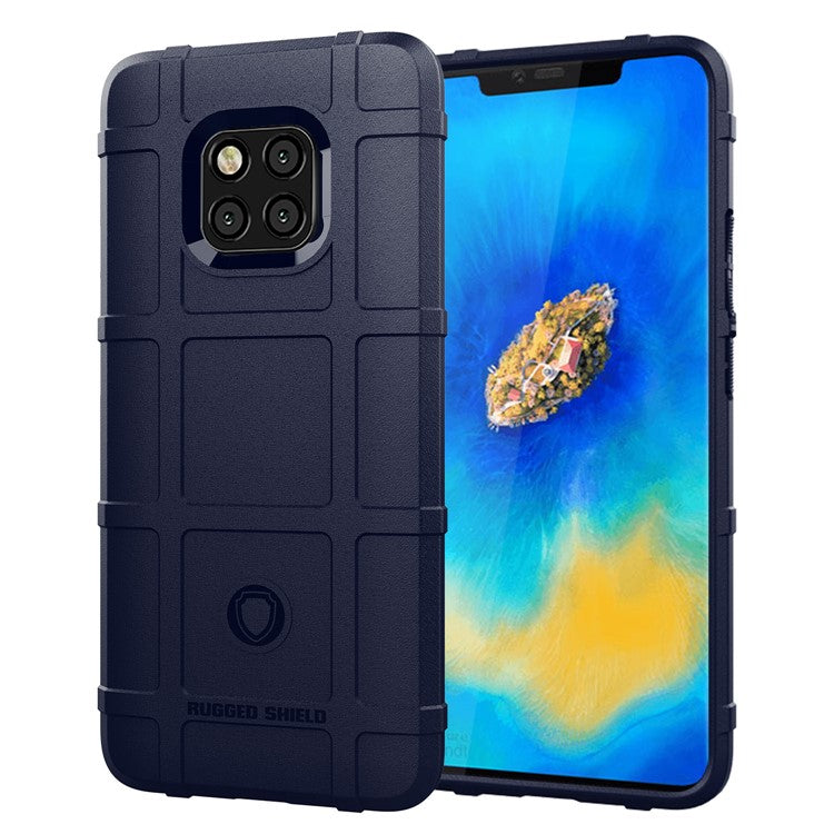 Anti-shock  Square Grid Texture TPU Protective Case Cover for Huawei Mate 20 Pro - Dark Blue