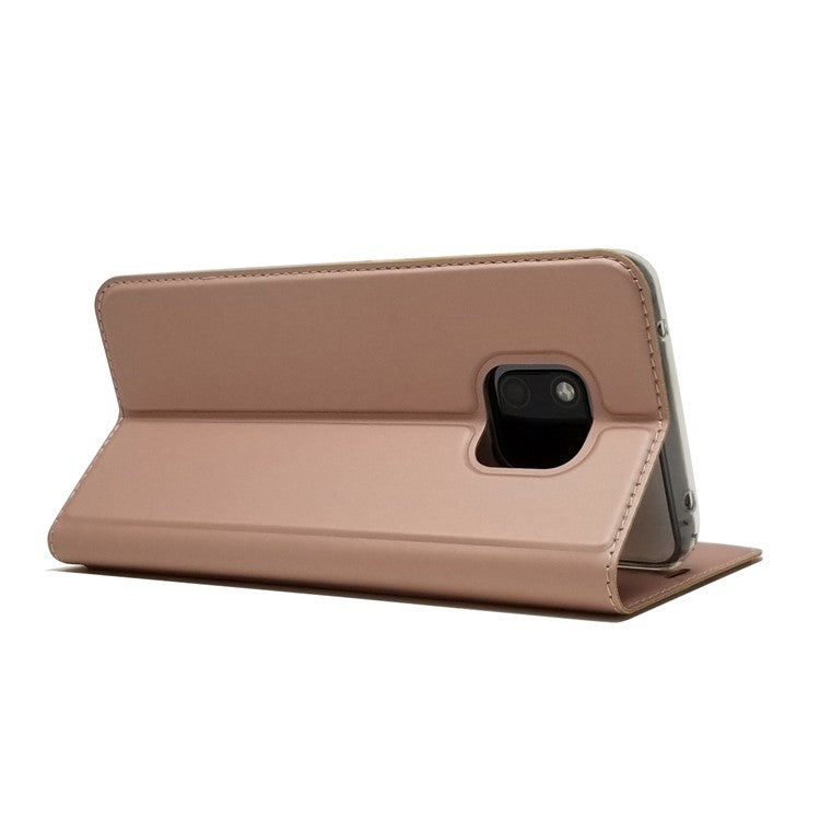 Magnetic Adsorption Leather Card Holder Cover for Huawei Mate 20 Pro - Rose Gold