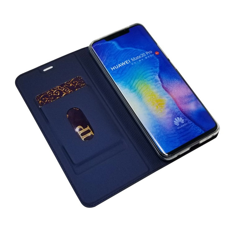 Magnetic Adsorption Leather Case with Card Slot for Huawei Mate 20 Pro - Dark Blue