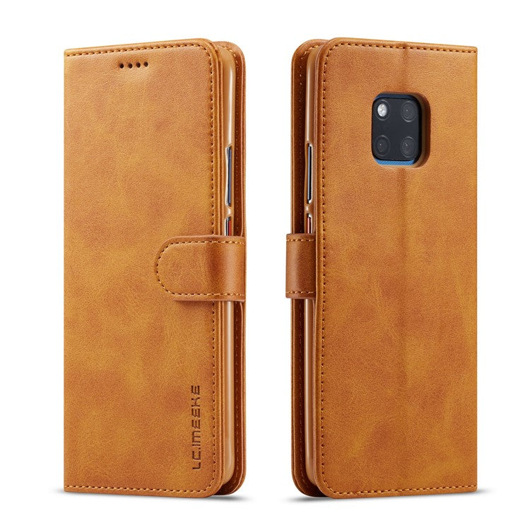 LC.IMEEKE Leather Stand Cover with Card Slots for Huawei Mate 20 Pro - Brown