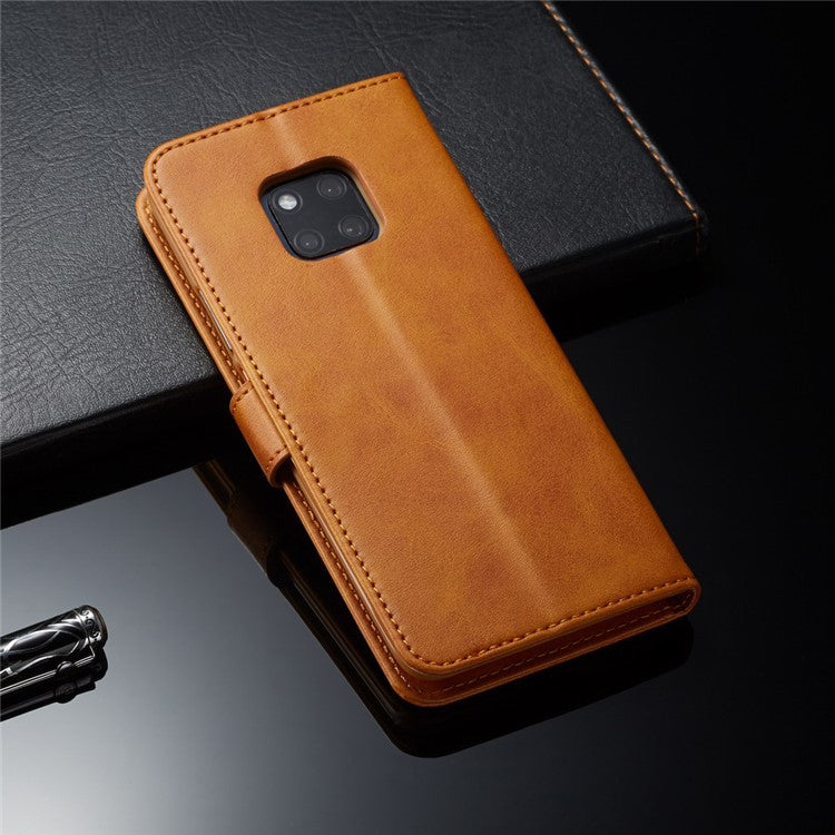 LC.IMEEKE Leather Stand Cover with Card Slots for Huawei Mate 20 Pro - Brown