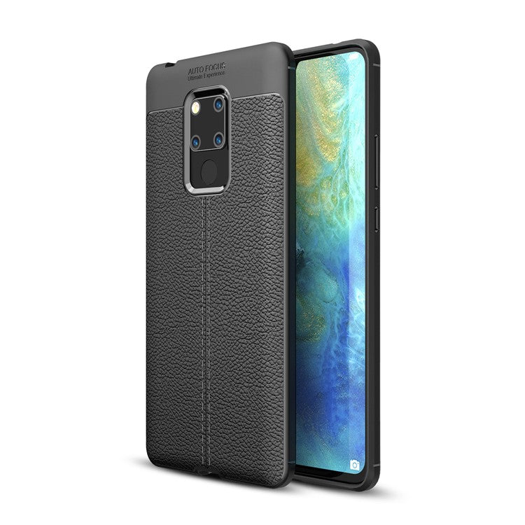 Litchi Grain TPU Back Mobile Phone Case for Huawei Mate 20 X - Black