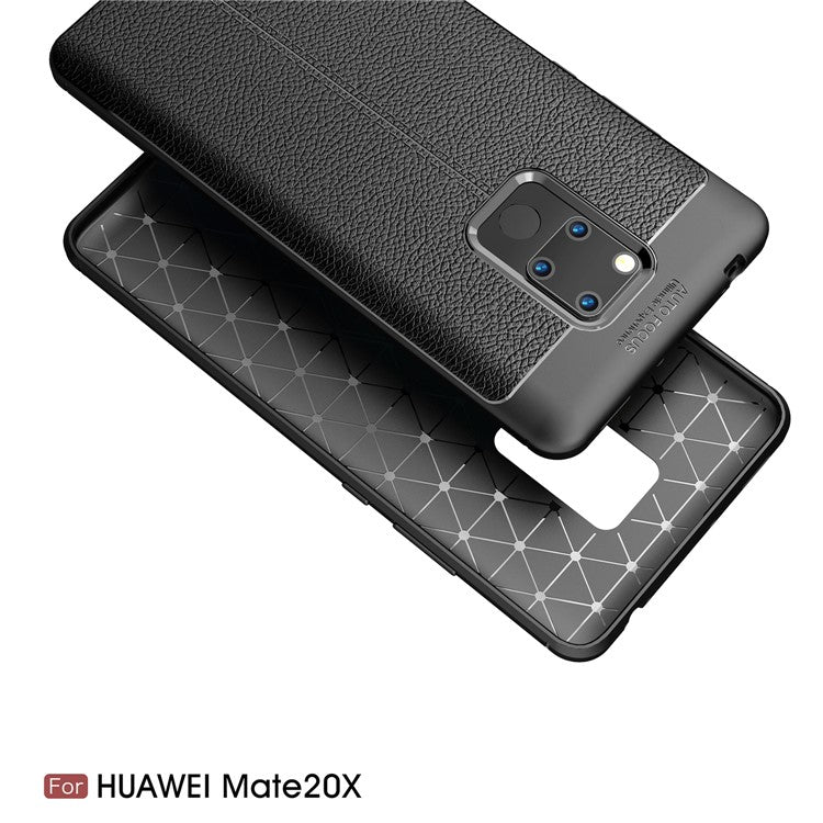 Litchi Grain TPU Back Mobile Phone Case for Huawei Mate 20 X - Black