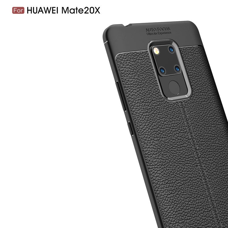 Litchi Grain TPU Back Mobile Phone Case for Huawei Mate 20 X - Black