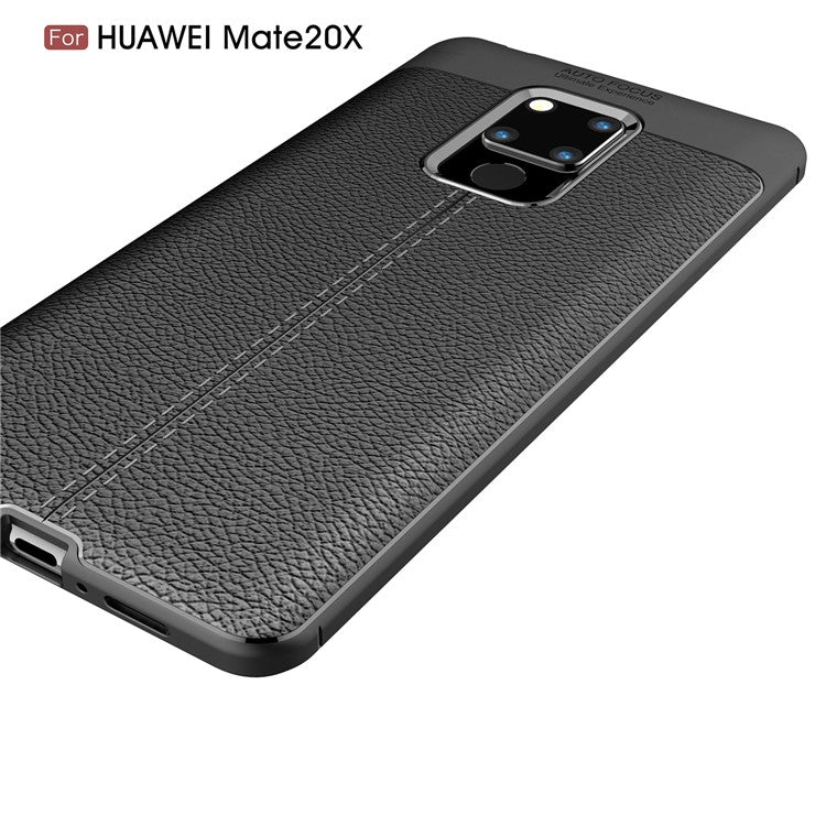 Litchi Grain TPU Back Mobile Phone Case for Huawei Mate 20 X - Black