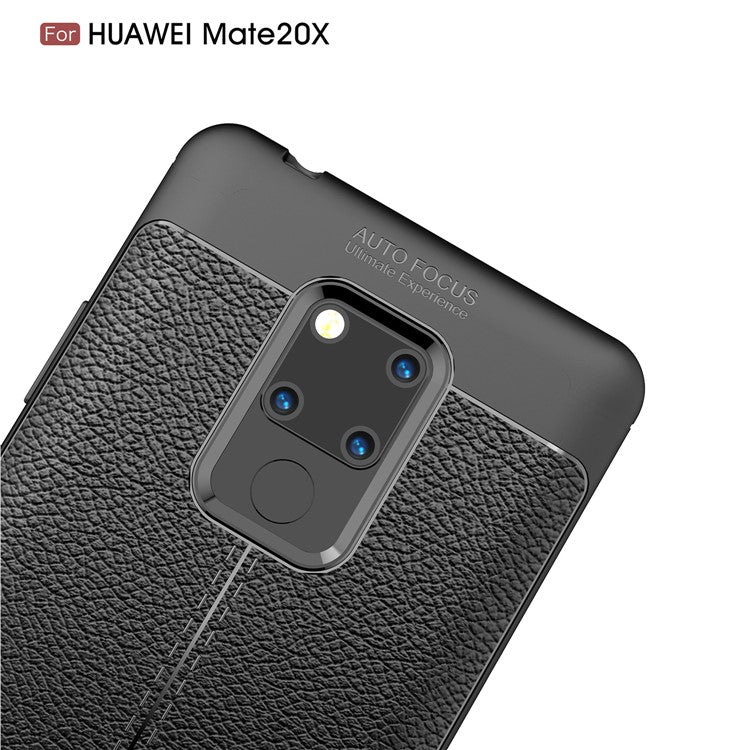 Litchi Grain TPU Back Mobile Phone Case for Huawei Mate 20 X - Black