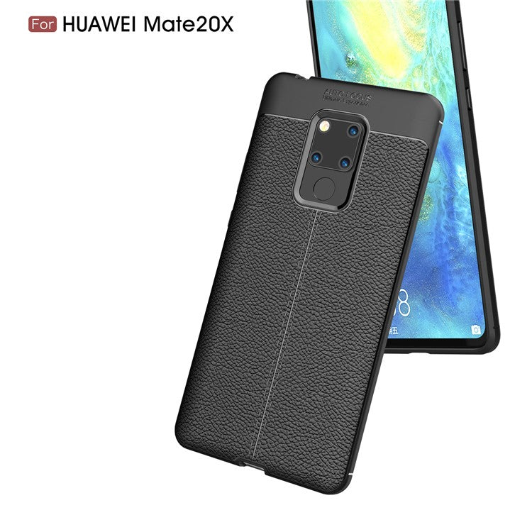 Litchi Grain TPU Back Mobile Phone Case for Huawei Mate 20 X - Black