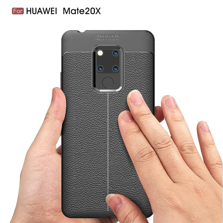 Litchi Grain TPU Back Mobile Phone Case for Huawei Mate 20 X - Black