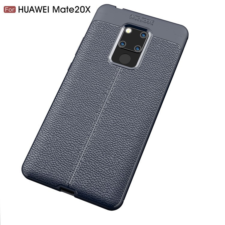 Litchi Grain TPU Protection Cover Case for Huawei Mate 20 X - Dark Blue