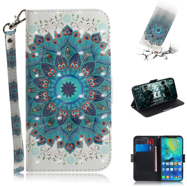 Pattern Printing Wallet Stand Leather Shell for Huawei Mate 20 Pro - Mandala Flower