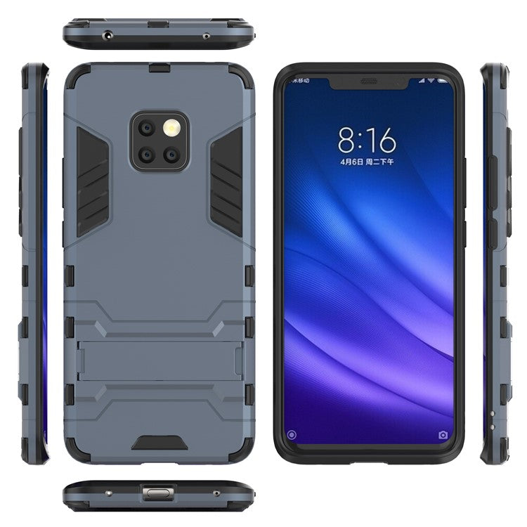 For Huawei Mate 20 Pro Cool Guard PC TPU Hybrid Case Cover with Kickstand - Dark Blue