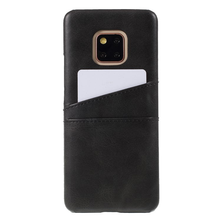 Dual Card Slots PU Leather Coated PC Phone Cover for Huawei Mate 20 Pro - Black