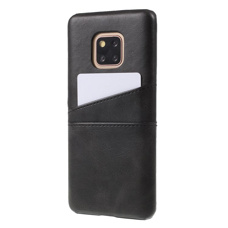 Dual Card Slots PU Leather Coated PC Phone Cover for Huawei Mate 20 Pro - Black