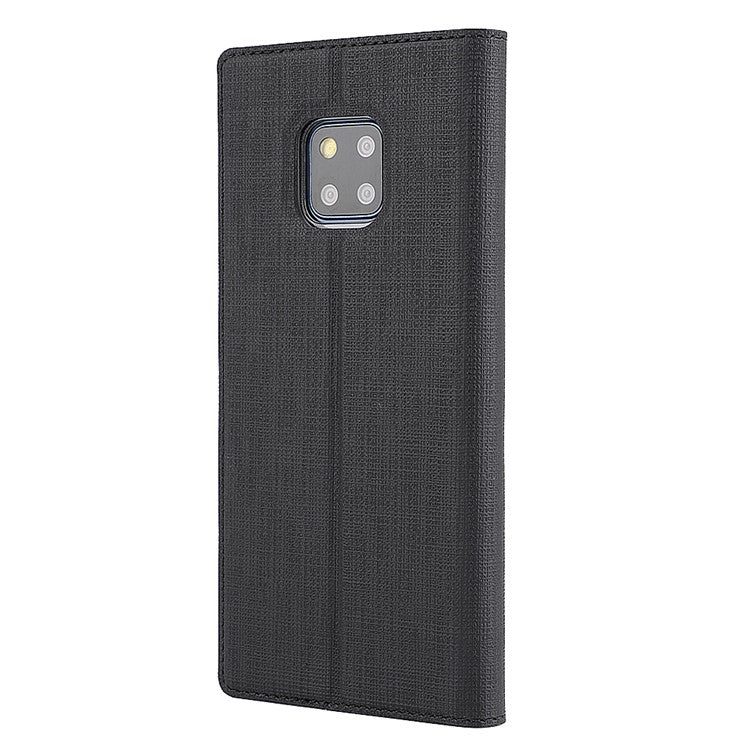 VILI DMX Window View Cross Texture Leather Stand Cover for Huawei Mate 20 Pro - Black