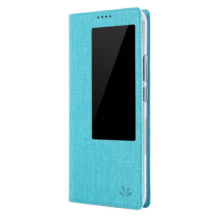 VILI DMX Window View Cross Texture Leather Cover with Stand for Huawei Mate 20 Pro - Blue