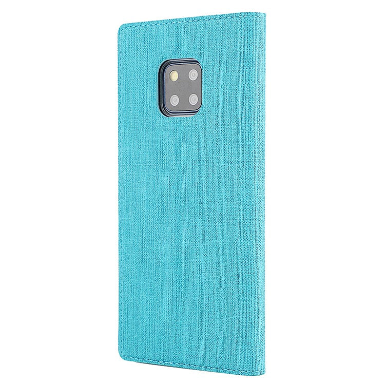 VILI DMX Window View Cross Texture Leather Cover with Stand for Huawei Mate 20 Pro - Blue