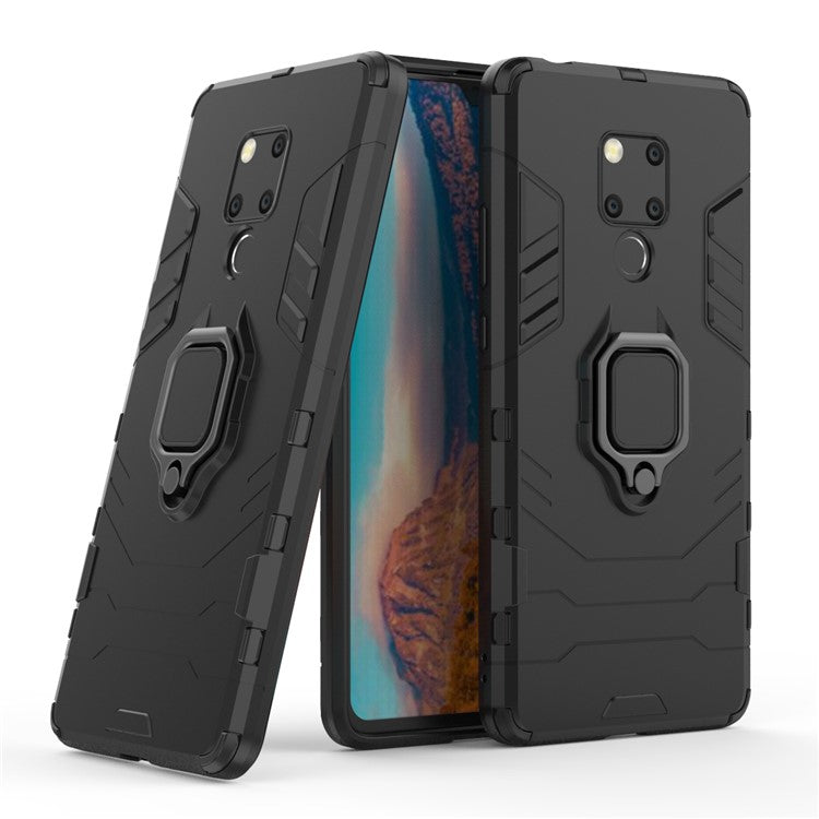 Finger Ring Kickstand PC + TPU Combo Cell Phone Case for Huawei Mate 20 X - Black