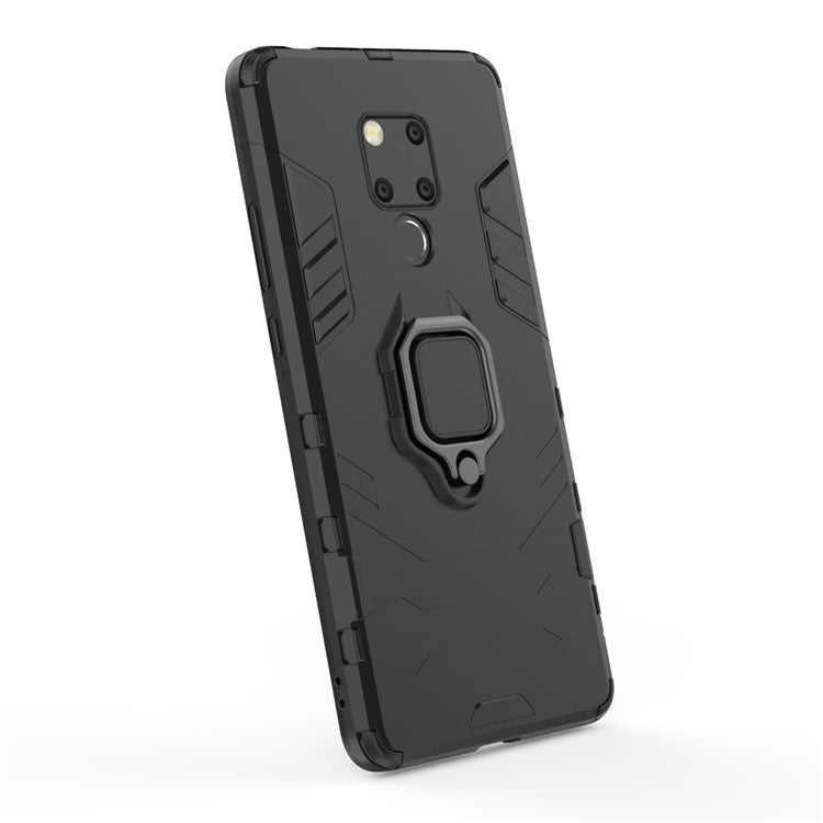 Finger Ring Kickstand PC + TPU Combo Cell Phone Case for Huawei Mate 20 X - Black