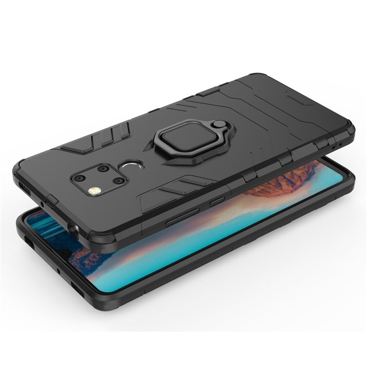 Finger Ring Kickstand PC + TPU Combo Cell Phone Case for Huawei Mate 20 X - Black