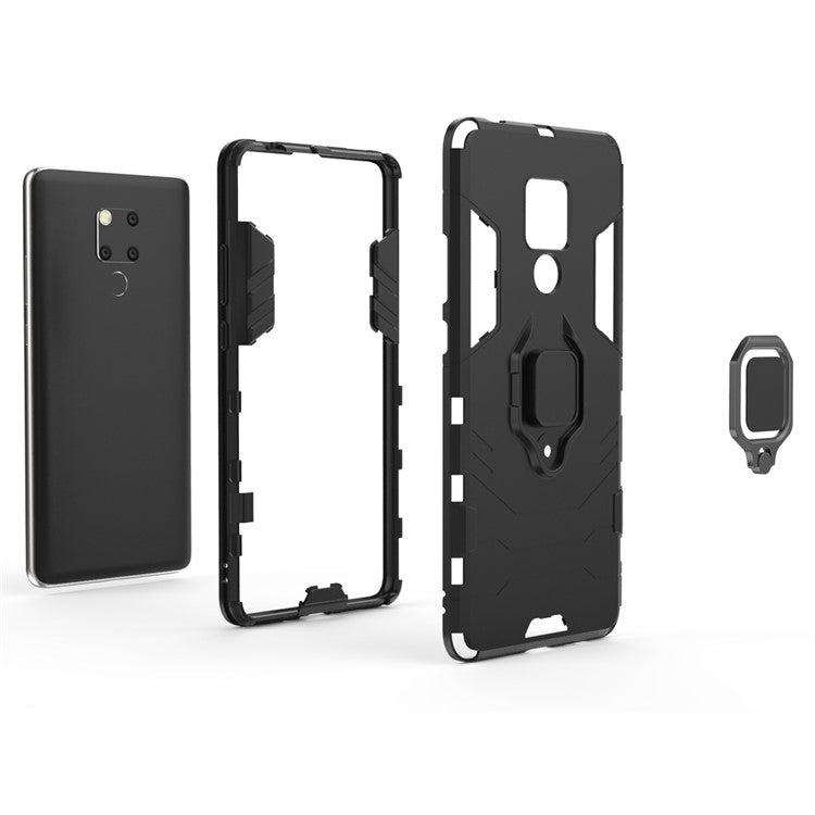 Finger Ring Kickstand PC + TPU Combo Cell Phone Case for Huawei Mate 20 X - Black