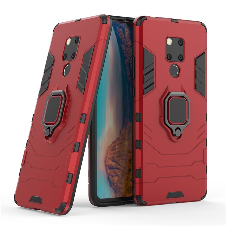 Finger Ring Kickstand PC + TPU Combo Mobile Phone Cover for Huawei Mate 20 X - Red