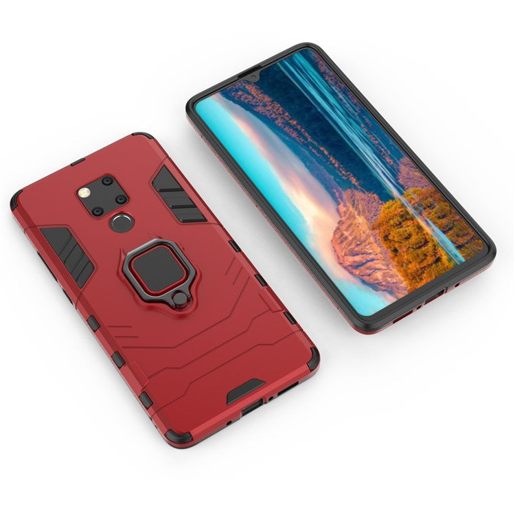 Finger Ring Kickstand PC + TPU Combo Mobile Phone Cover for Huawei Mate 20 X - Red