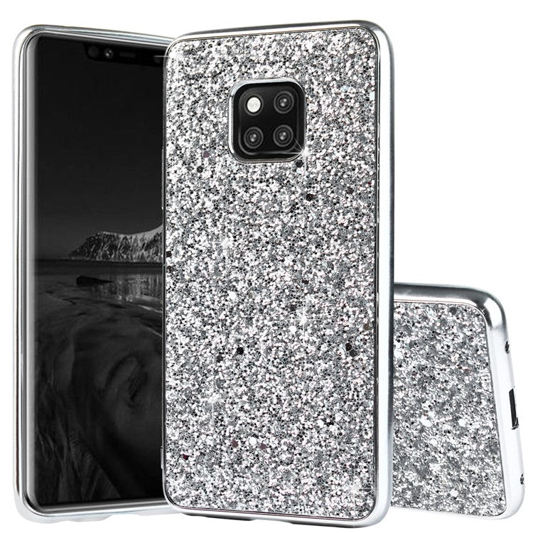 Electroplating Flash Powder PC + TPU Hybrid Mobile Cover for Huawei Mate 20 Pro - Silver