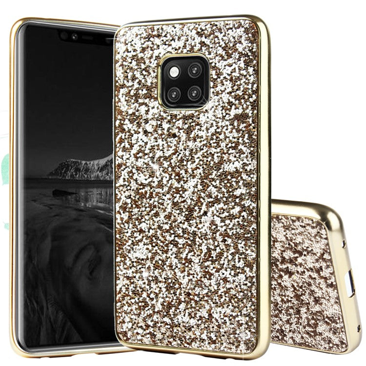 Electroplating Flash Powder PC + TPU Hybrid Case for Huawei Mate 20 Pro - Gold