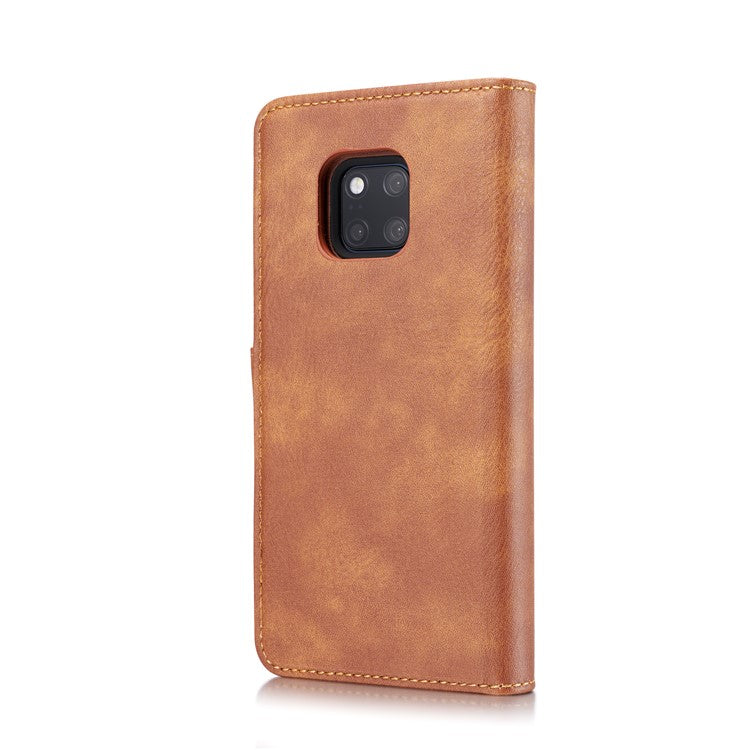 DG.MING Detachable 2-in-1 Anti-scratch Phone Case For Huawei Mate 20 Pro Split Leather Wallet Shell + PC Back Case - Brown