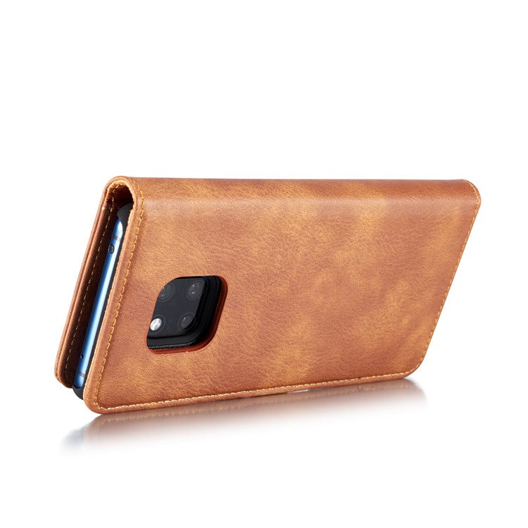 DG.MING Detachable 2-in-1 Anti-scratch Phone Case For Huawei Mate 20 Pro Split Leather Wallet Shell + PC Back Case - Brown