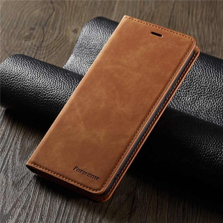 FORWENW Fantasy Series Auto-absorbed Silky Touch Leather Wallet Stand Case for Huawei Mate 20 Pro - Brown