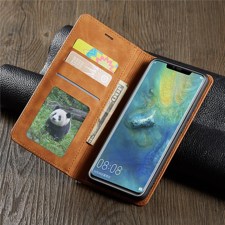 FORWENW Fantasy Series Auto-absorbed Silky Touch Leather Wallet Stand Case for Huawei Mate 20 Pro - Brown