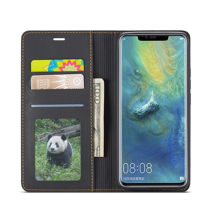 FORWENW Fantasy Series Auto-absorbed Silky Touch Leather Wallet Stand Cover for Huawei Mate 20 Pro - Black