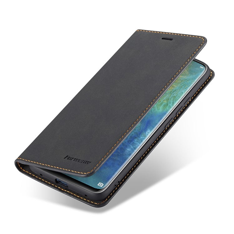 FORWENW Fantasy Series Auto-absorbed Silky Touch Leather Wallet Stand Cover for Huawei Mate 20 Pro - Black