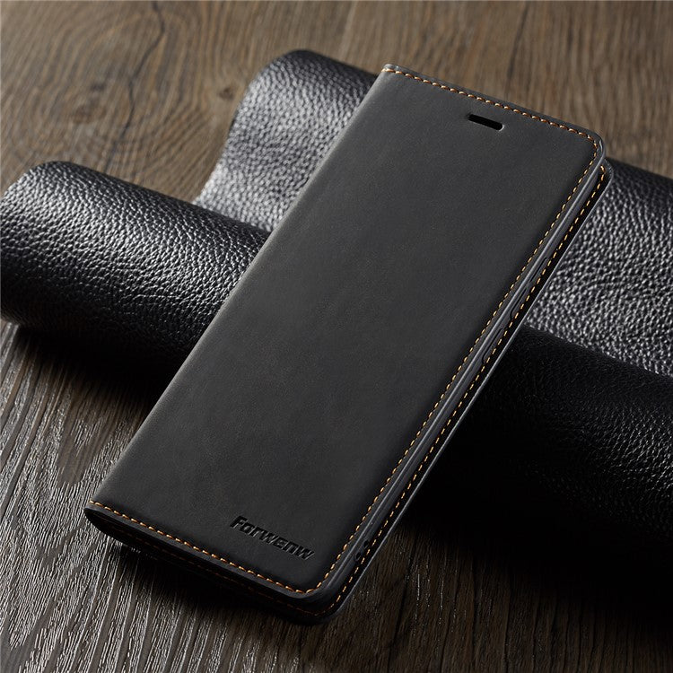 FORWENW Fantasy Series Auto-absorbed Silky Touch Leather Wallet Stand Cover for Huawei Mate 20 Pro - Black