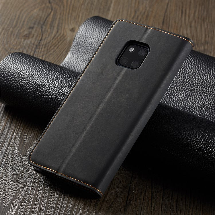 FORWENW Fantasy Series Auto-absorbed Silky Touch Leather Wallet Stand Cover for Huawei Mate 20 Pro - Black