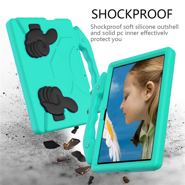 For Huawei Enjoy Tablet 2 10.1 inch/MatePad T 10S 10.1 inch/MatePad T 10 9.7 inch/Honor Pad 6 10.1-inch/Pad X6 9.7 inch Thumb Kickstand EVA Case Protective Tablet Cover - Cyan